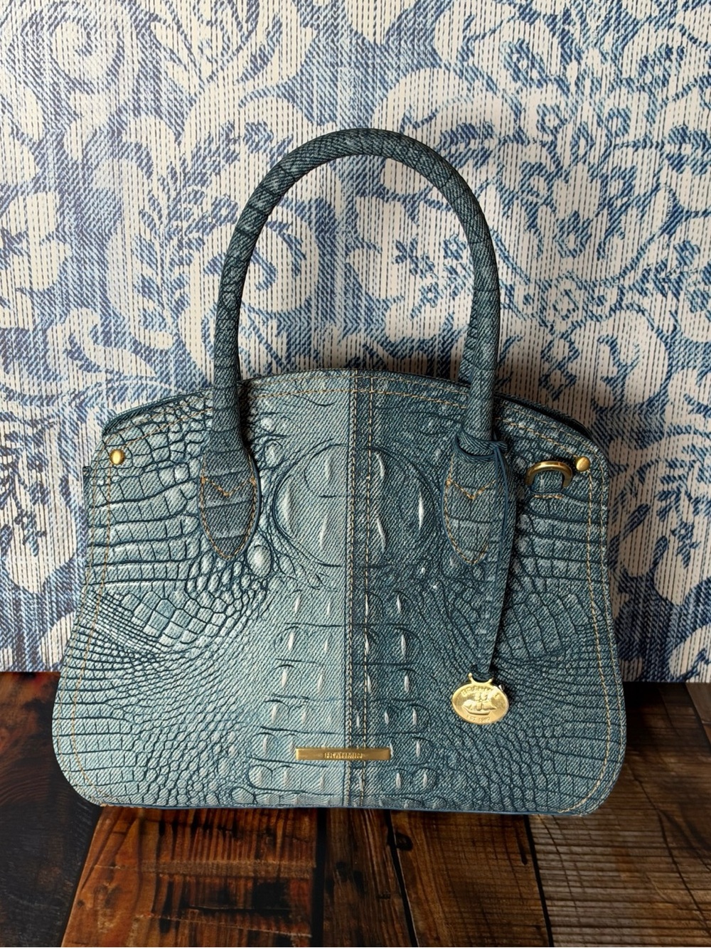 FIRM $ BRAHMIN ROSETTA DENIM SECOUR NWT satchel - HTF Last One & PERFECT EYE